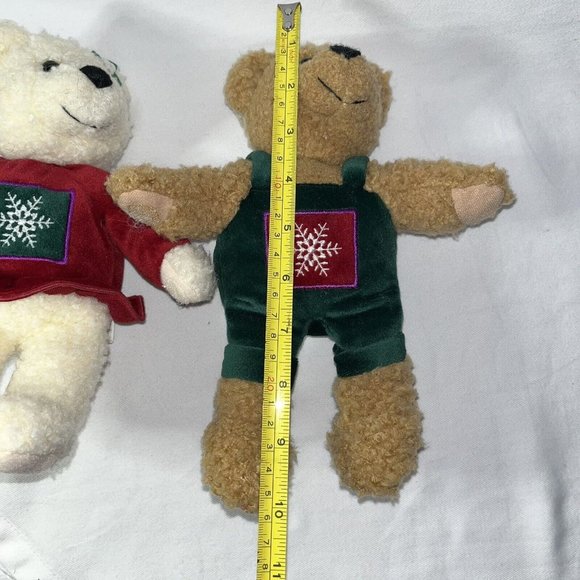 VTG Hallmark Kiss Kiss Mistletoe Plush Teddy Bears Magnetic Noses Christmas - Picture 12 of 14